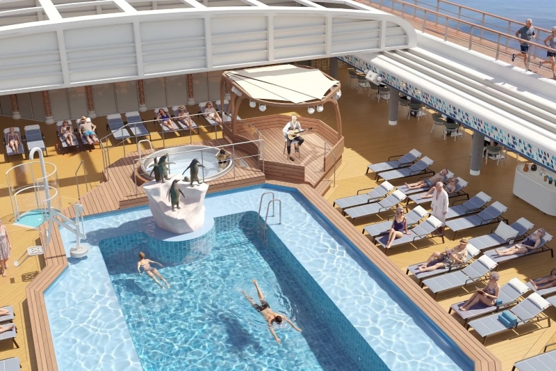 Holland America Line plaatst muziekpodia bij het zwembad van twee schepen