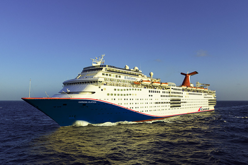 Carnival past routes van de Carnival Elation aan voor 2026, 2027 en 2028